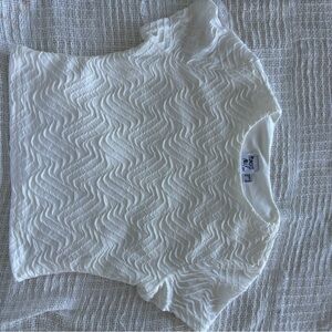 White Textured Short Sleeve Top